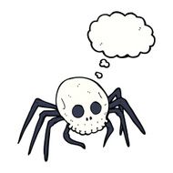 cartoon spooky halloween skull spider with thought bubble N9