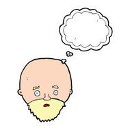 cartoon shocked man with beard thought bubble N17