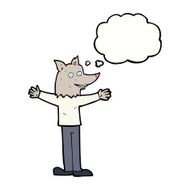 cartoon werewolf with thought bubble N22