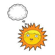 sun cartoon character with thought bubble N9