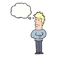 cartoon nervous man with thought bubble N118