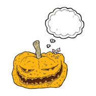 cartoon halloween pumpkin with thought bubble N16