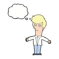 cartoon bored man with thought bubble N33
