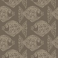 Monochrome fish Seamless Pattern N2