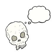 cartoon spooky skull with thought bubble N131