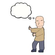 cartoon tough man with thought bubble N18