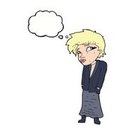 cartoon woman with hands in pockets thought bubble N9
