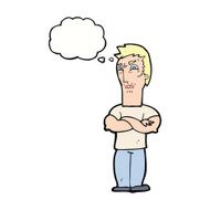 cartoon annoyed man with folded arms thought bubble N18