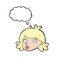cartoon pretty face with thought bubble N9