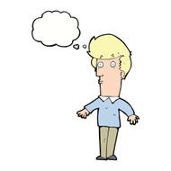 cartoon startled man with thought bubble N41