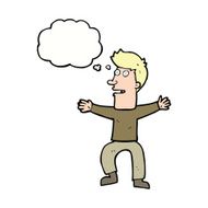 cartoon startled man with thought bubble N42