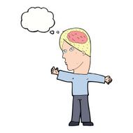 cartoon man with brain thought bubble N9