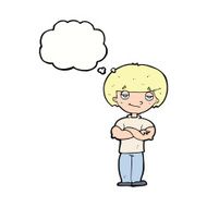 cartoon smug looking man with thought bubble N9