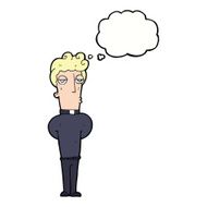 cartoon priest with thought bubble N8