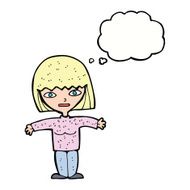 cartoon woman with open arms thought bubble N89