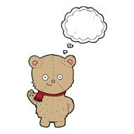 cartoon bear waving with thought bubble