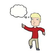 cartoon dancing man with thought bubble N15