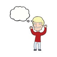 cartoon excited man with thought bubble N58