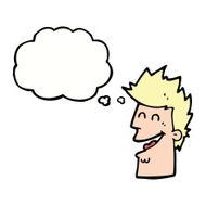 cartoon happy man with thought bubble N397