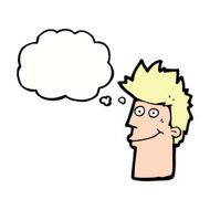 cartoon happy man with thought bubble N398
