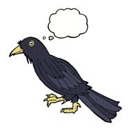 cartoon crow with thought bubble N11