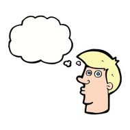 cartoon confused man with thought bubble N35