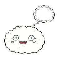 happy cartoon cloud with thought bubble N13