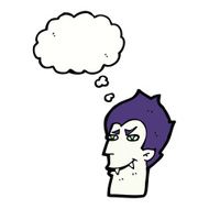 cartoon vampire face with thought bubble N30
