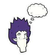 cartoon vampire face with thought bubble N31