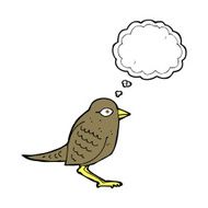 cartoon garden bird with thought bubble N33
