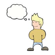 cartoon happy man with thought bubble N399