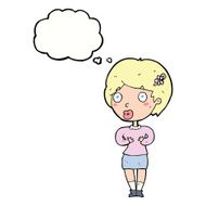 cartoon surprised woman with thought bubble N215