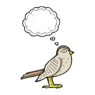 cartoon garden bird with thought bubble N34