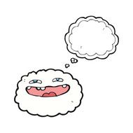 happy cartoon cloud with thought bubble N14