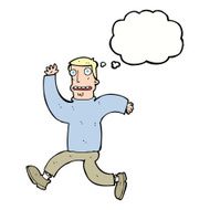 cartoon terrified man with thought bubble N195