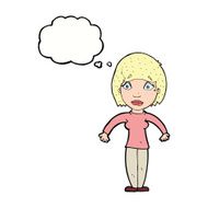 cartoon surprised woman with thought bubble N216