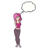 cartoon attractive girl with thought bubble N14