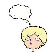 cartoon amazed expression with thought bubble N9
