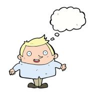 cartoon happy man with thought bubble N400