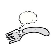 cartoon fork with thought bubble N5