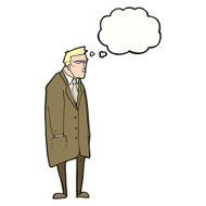 cartoon bad tempered man with thought bubble N7