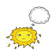cartoon sad sun with thought bubble N9