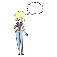 cartoon pretty woman with thought bubble N230