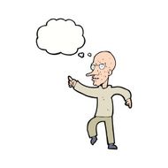 cartoon angry old man with thought bubble N122