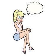 cartoon pretty woman with thought bubble N232