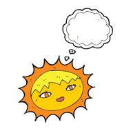 cartoon pretty sun with thought bubble N5