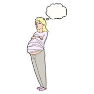 cartoon pregnant woman with thought bubble N16