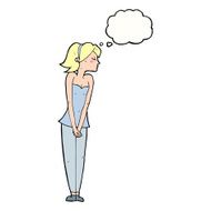 cartoon pretty woman with thought bubble N233