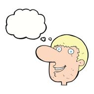 cartoon happy male face with thought bubble N16