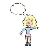 cartoon woman only joking with thought bubble N9
